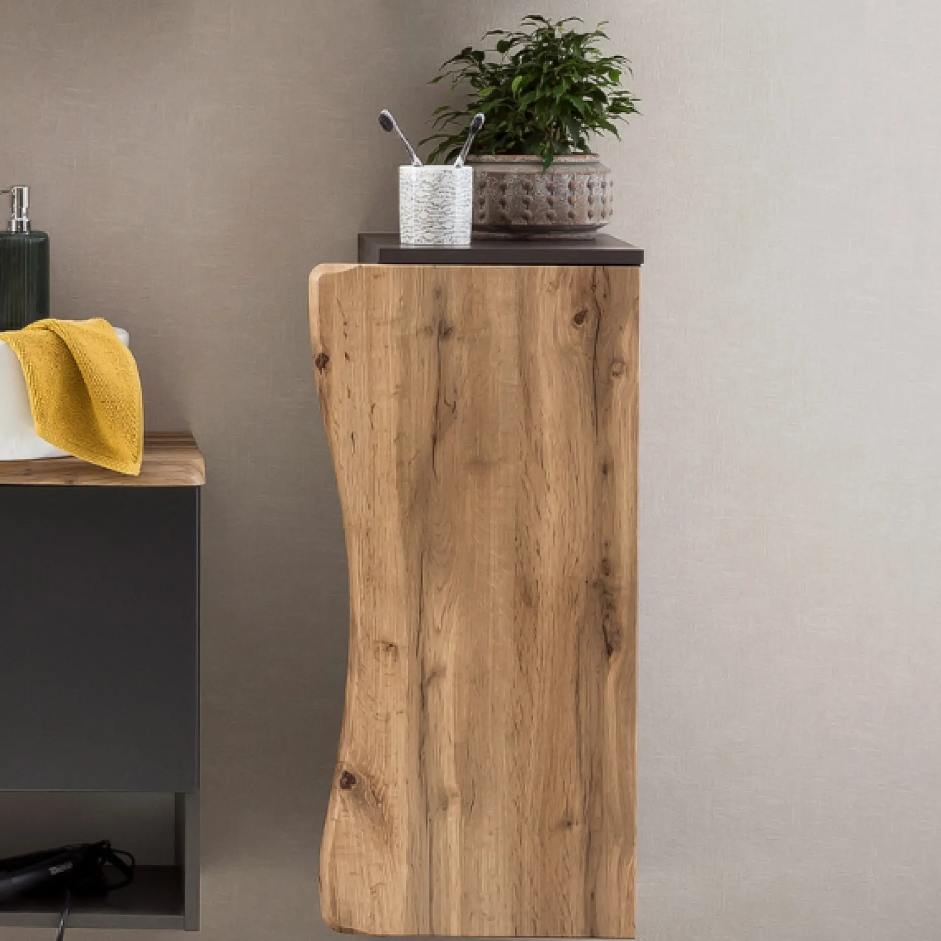 Badezimmerschrank Karan 37cm 1 Tür - Eiche/anthrazit