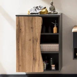 Badezimmerschrank Karan 60cm 1 Tür - Eiche/anthrazit
