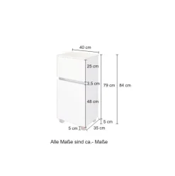 Badezimmerschrank Kornel 40cm 1 Tür und 1 Schublade - Eiche