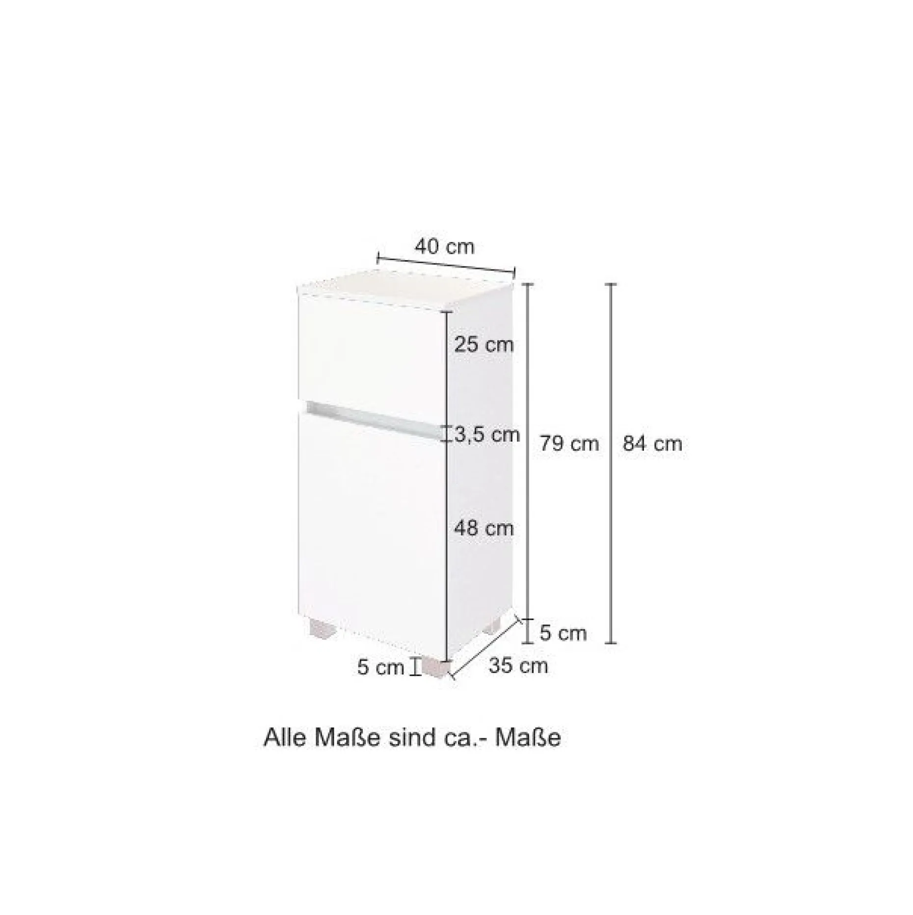 Badezimmerschrank Kornel 40cm 1 Tür und 1 Schublade - Eiche