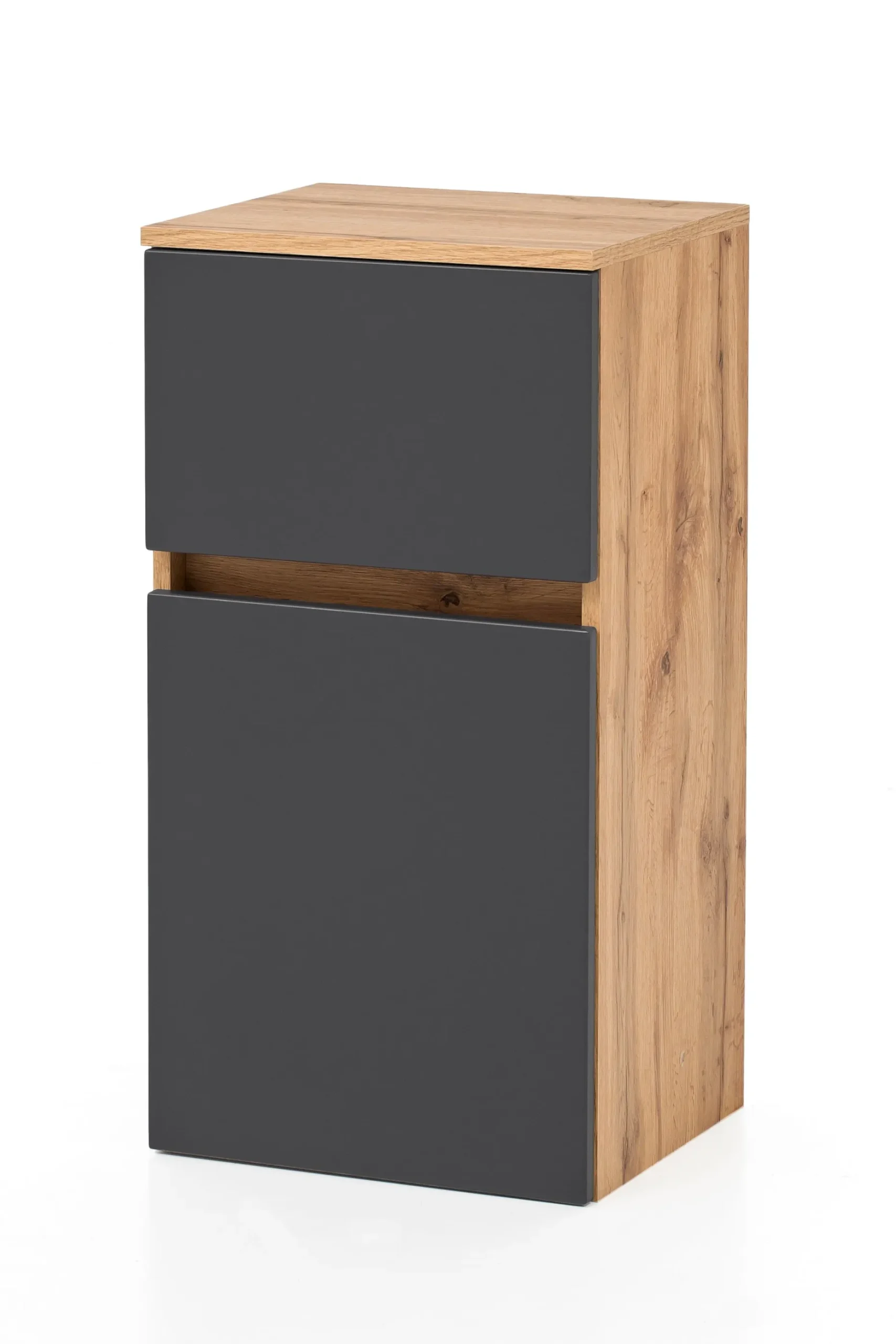 Badezimmerschrank Kornel/Luna 40cm 1 Tür und 1 Schublade - Eiche/mattgrau