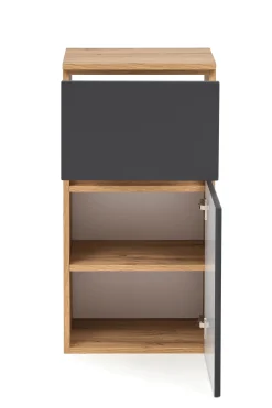 Badezimmerschrank Kornel/Luna 40cm 1 Tür und 1 Schublade - Eiche/mattgrau