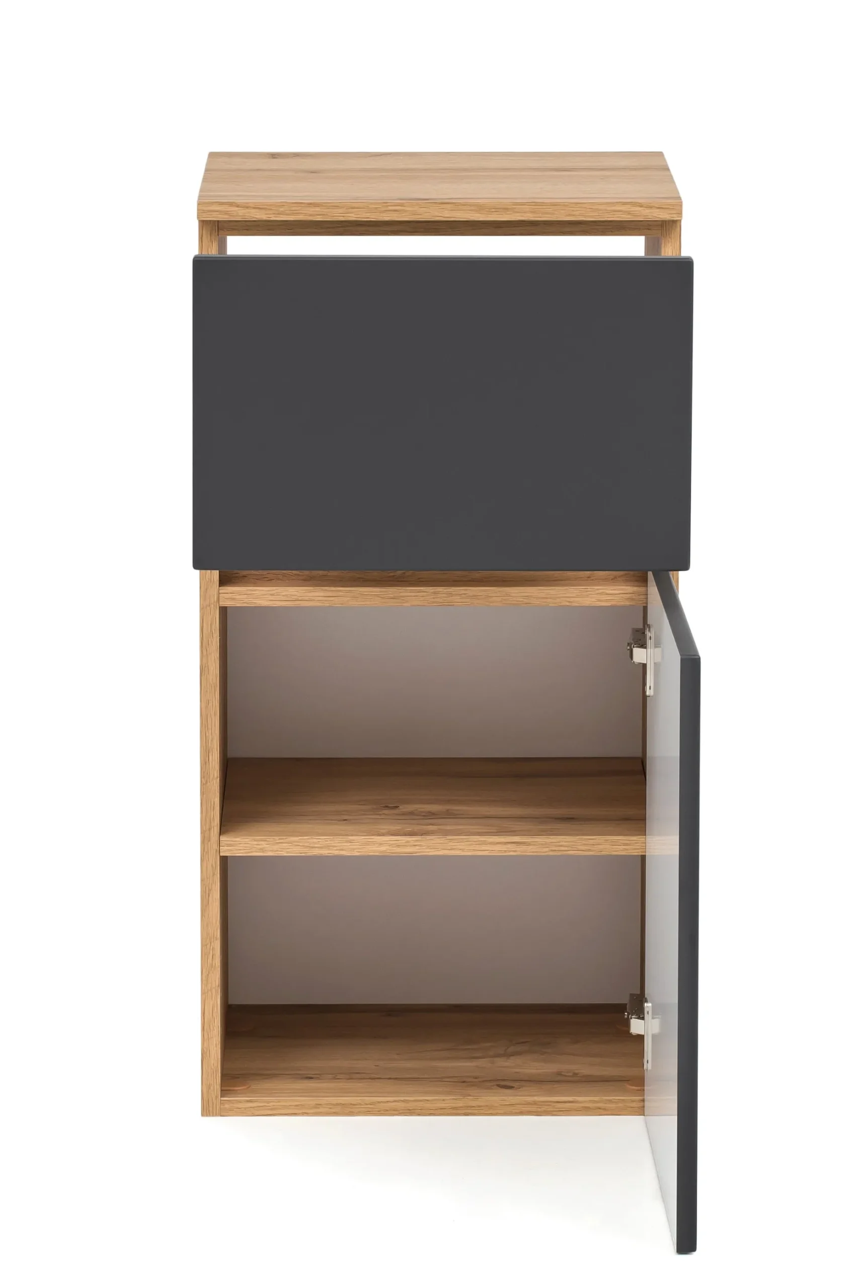 Badezimmerschrank Kornel/Luna 40cm 1 Tür und 1 Schublade - Eiche/mattgrau