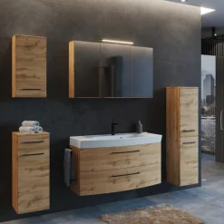 Badezimmerschrank Malvo 30cm 2 Türen - Eiche/schwarz