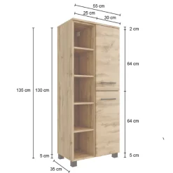 Badezimmerschrank Malvo 55cm 2 Türen - Eiche