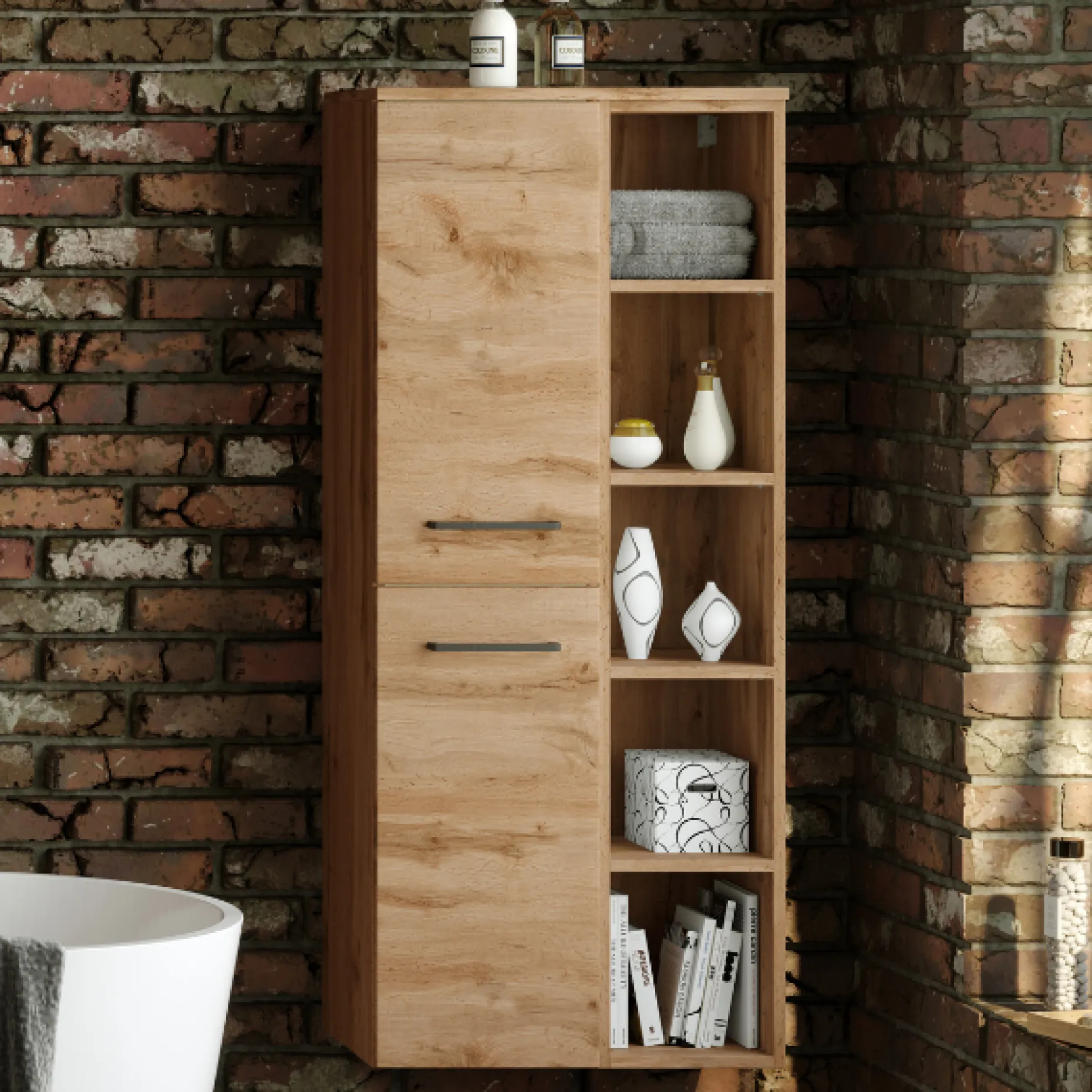 Badezimmerschrank Malvo 55cm 2 Türen - Eiche