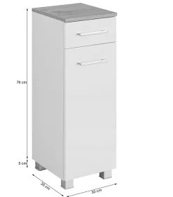 Badezimmerschrank Pares 30cm 1 Tür und 1 Schublade - Graphit/Eiche Rotbraun