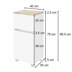 Badezimmerschrank Pisca 40cm 1 Tür und 1 Schublade - weiß