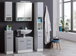 Badezimmerschrank Ricca 25cm 1 Tür und 1 Schublade - weiß/hellgrau