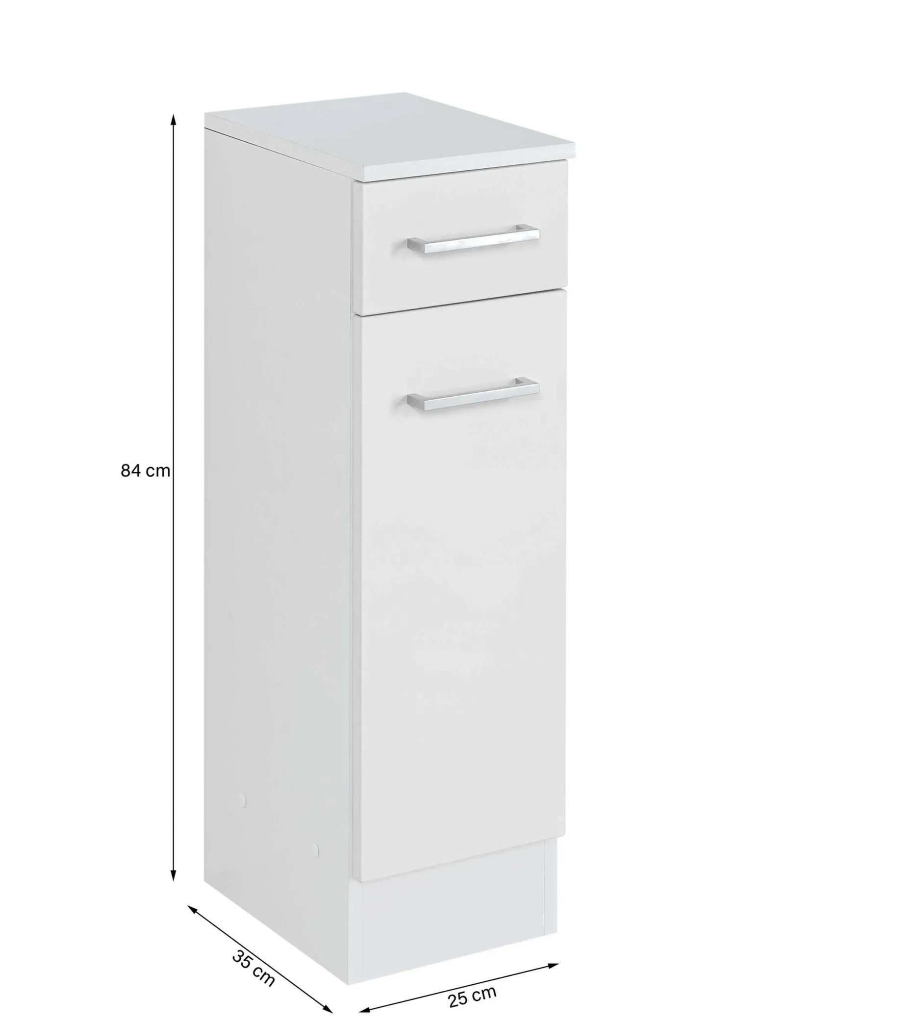 Badezimmerschrank Ricca 25cm 1 Tür und 1 Schublade - weiß/hellgrau