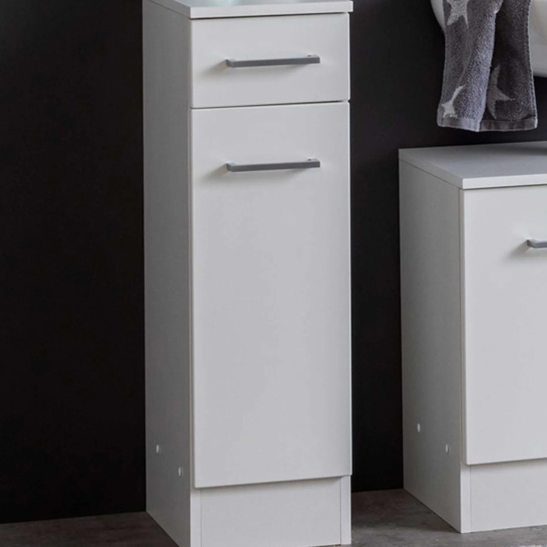 Badezimmerschrank Ricca 25cm 1 Tür und 1 Schublade - weiß