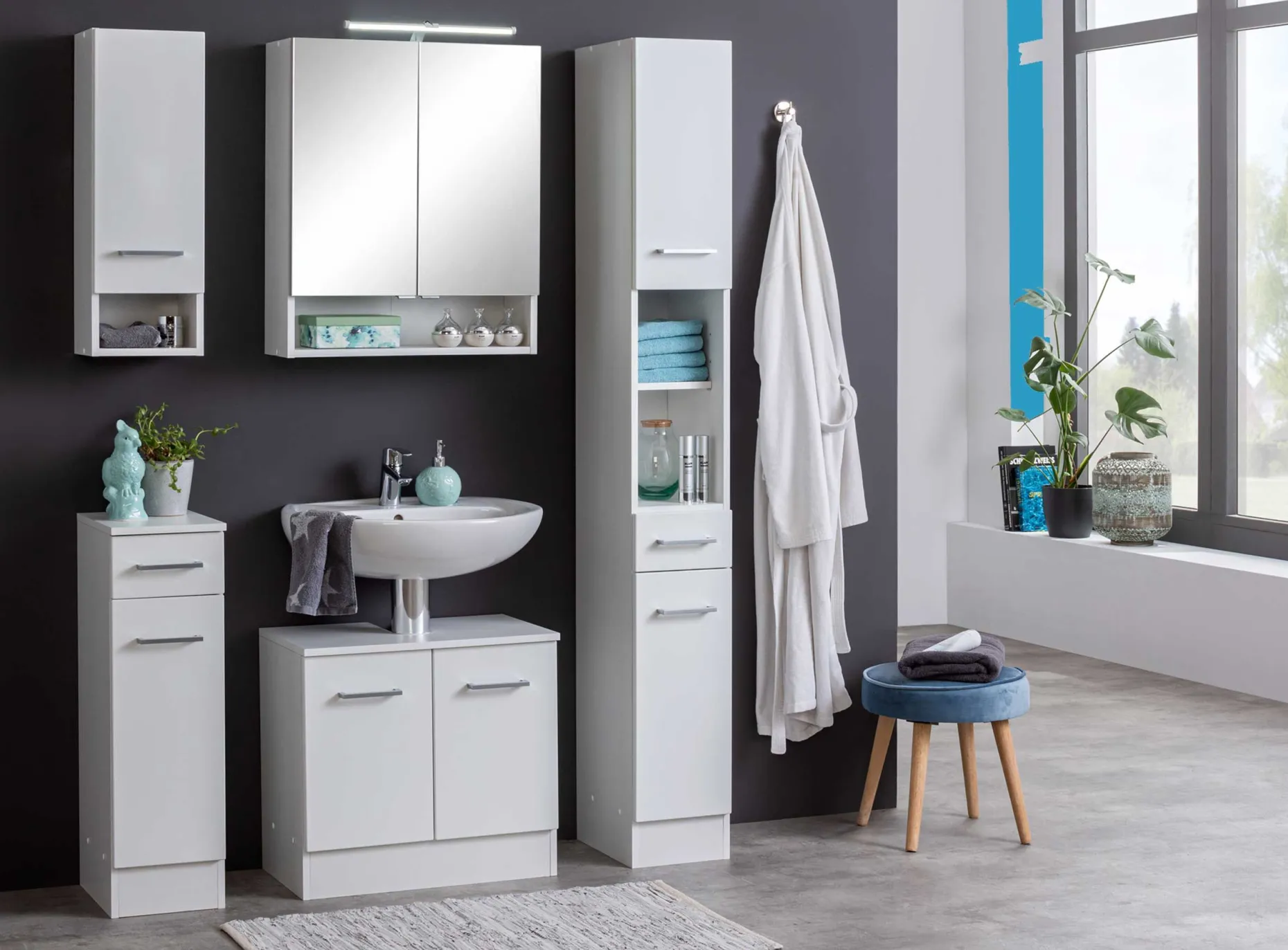 Badezimmerschrank Ricca 25cm 1 Tür und 1 Schublade - weiß