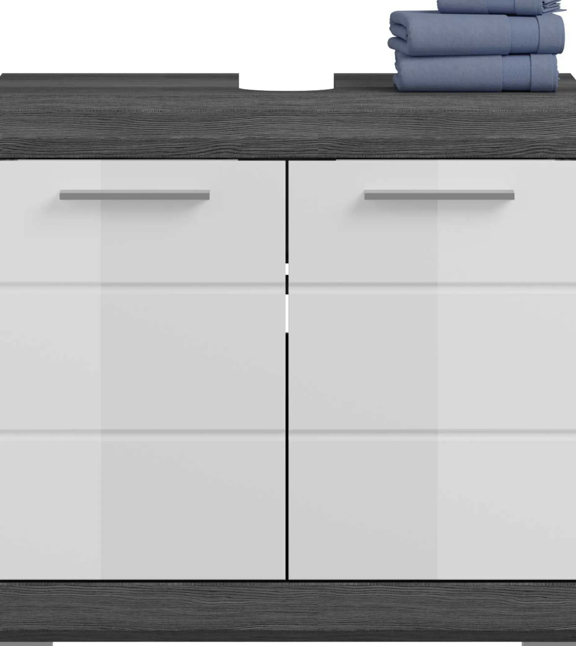 Badezimmerschrank Scout Xonox – Smoke Silver/Weiß Hochglanz – 60x56x34 cm