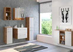 Badezimmerschrank Sefa 90cm 2 Türen - Eiche/Weiß