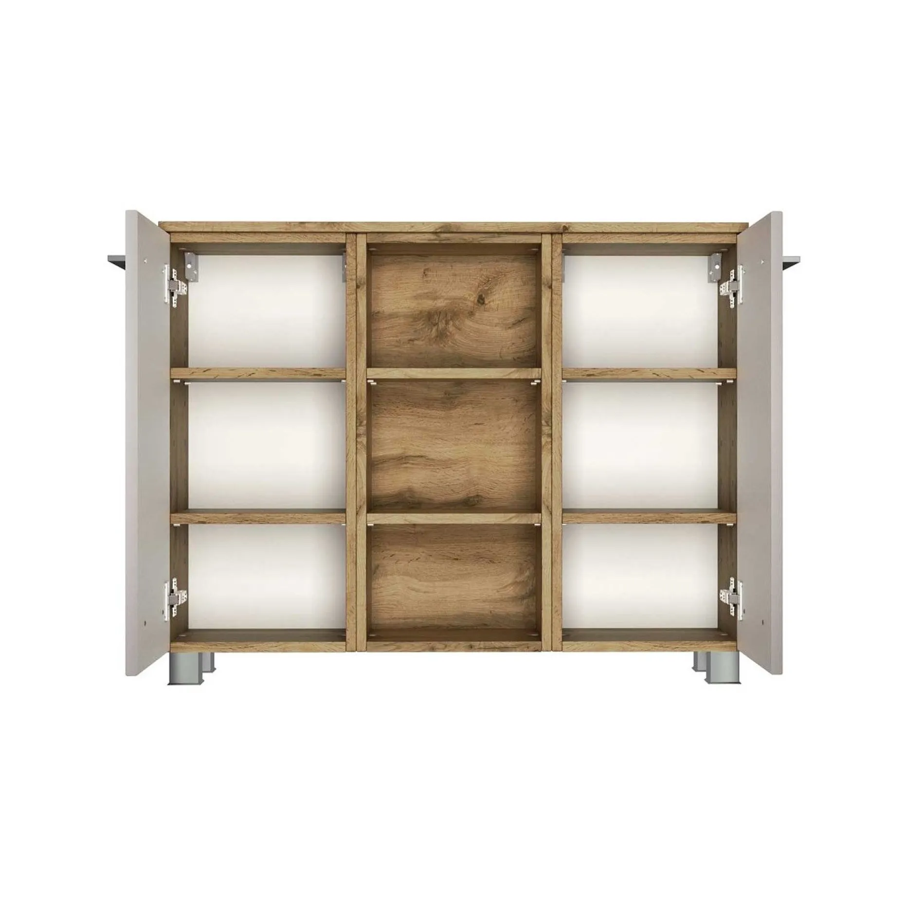 Badezimmerschrank Sefa 90cm 2 Türen - Eiche/Weiß