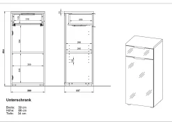 Badezimmerschrank Sepp mit 1 Tür und 1 Schublade - weiß/Eiche