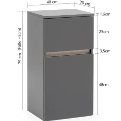 Badezimmerschrank Vikas 1 Tür und 1 Schublade - anthrazit