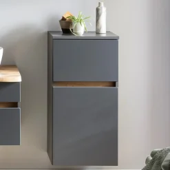 Badezimmerschrank Vikas 1 Tür und 1 Schublade - anthrazit