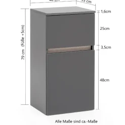 Badezimmerschrank Vikas 1 Tür und 1 Schublade - Eiche