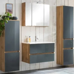 Held Badezimmerset Helsinki | Waschtischschrank, Spiegelschrank, Hängeschrank, Säulenschrank | Wotan Eiche/-design
