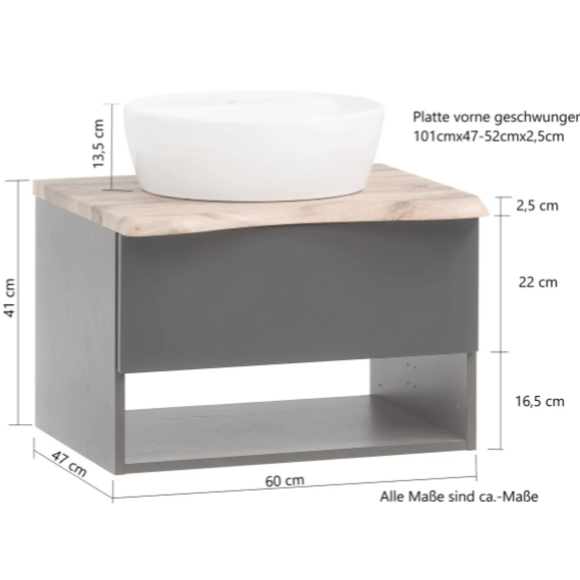 Badezimmerset Kaprun | Waschtisch und Spiegelschrank | Graphitgrau