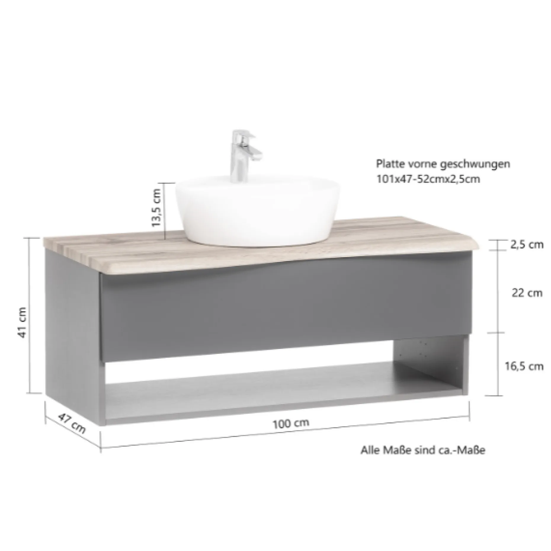 Badezimmerset Kaprun | Waschtischschrank, Spiegelschrank | Graphitgrau