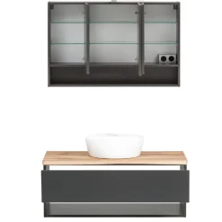 Badezimmerset Kaprun | Waschtischschrank, Spiegelschrank | Graphitgrau