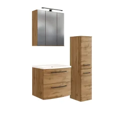 Held Badezimmerset Manchester | Waschtischschrank, Spiegelschrank, Säulenschrank | Wotan Eiche Design