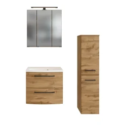 Held Badezimmerset Manchester | Waschtischschrank, Spiegelschrank, Säulenschrank | Wotan Eiche Design