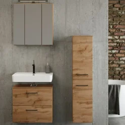 Held Badezimmerset Manchester | Waschtischschrank, Spiegelschrank, Säulenschrank | Wotan Eiche Design
