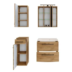 Held Badezimmerset Manchester | Waschtischschrank, Spiegelschrank, Hängeschrank, Beistellschrank | Wotan Oak Design