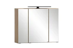 Held Badezimmerset Meran | Waschbeckenschrank, Spiegelschrank mit Beleuchtung | Farbe Cashmere