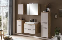Held Badezimmerset Meran | Waschbeckenschrank, Spiegelschrank mit Beleuchtung | Farbe Cashmere