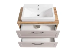 Held Badezimmerset Meran | Waschbeckenschrank, Spiegelschrank mit Beleuchtung | Farbe Cashmere
