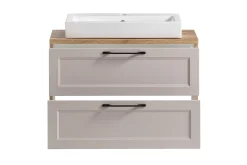 Held Badezimmerset Meran | Waschbeckenschrank, Spiegelschrank mit Beleuchtung | Farbe Cashmere