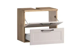 Held Badezimmerset Meran | Waschtischschrank, Spiegelschrank mit Beleuchtung | Farbe Kaschmir