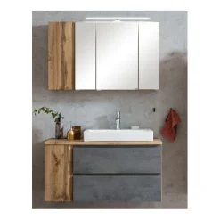 Held Badezimmerset Varese | Waschbecken- und Spiegelschrank | Wotan Eiche / Betondesign