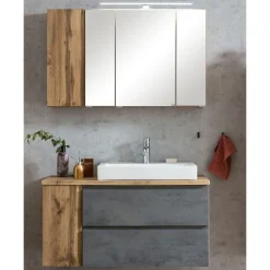 Held Badezimmerset Varese | Waschbecken- und Spiegelschrank | Wotan Eiche / Betondesign