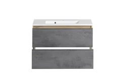 Held Badezimmerset Varese | Waschtisch und Spiegelschrank mit Beleuchtung | Wotan Eiche Beton Design