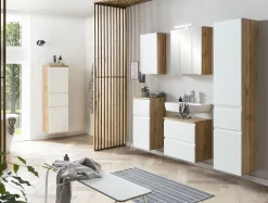 Held Badezimmerset Varese | Waschtisch und Spiegelschrank mit Beleuchtung | Wotan Eiche es Design