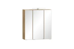 Held Badezimmerset Varese | Waschtisch und Spiegelschrank mit Beleuchtung | Wotan Eiche Beton-Design