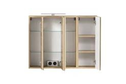 Held Badezimmerset Varese | Waschtisch und Spiegelschrank mit Beleuchtung | Wotan Eiche es Design