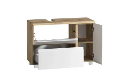 Held Badezimmerset Varese | Waschtisch und Spiegelschrank mit Beleuchtung | Wotan Eiche es Design