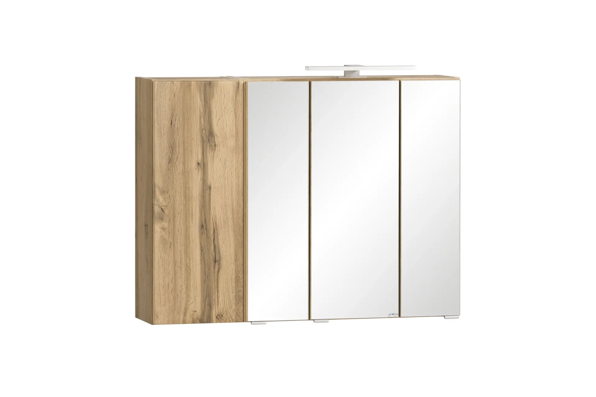 Held Badezimmerset Varese | Waschtisch und Spiegelschrank mit Beleuchtung | Wotan Eiche es Design