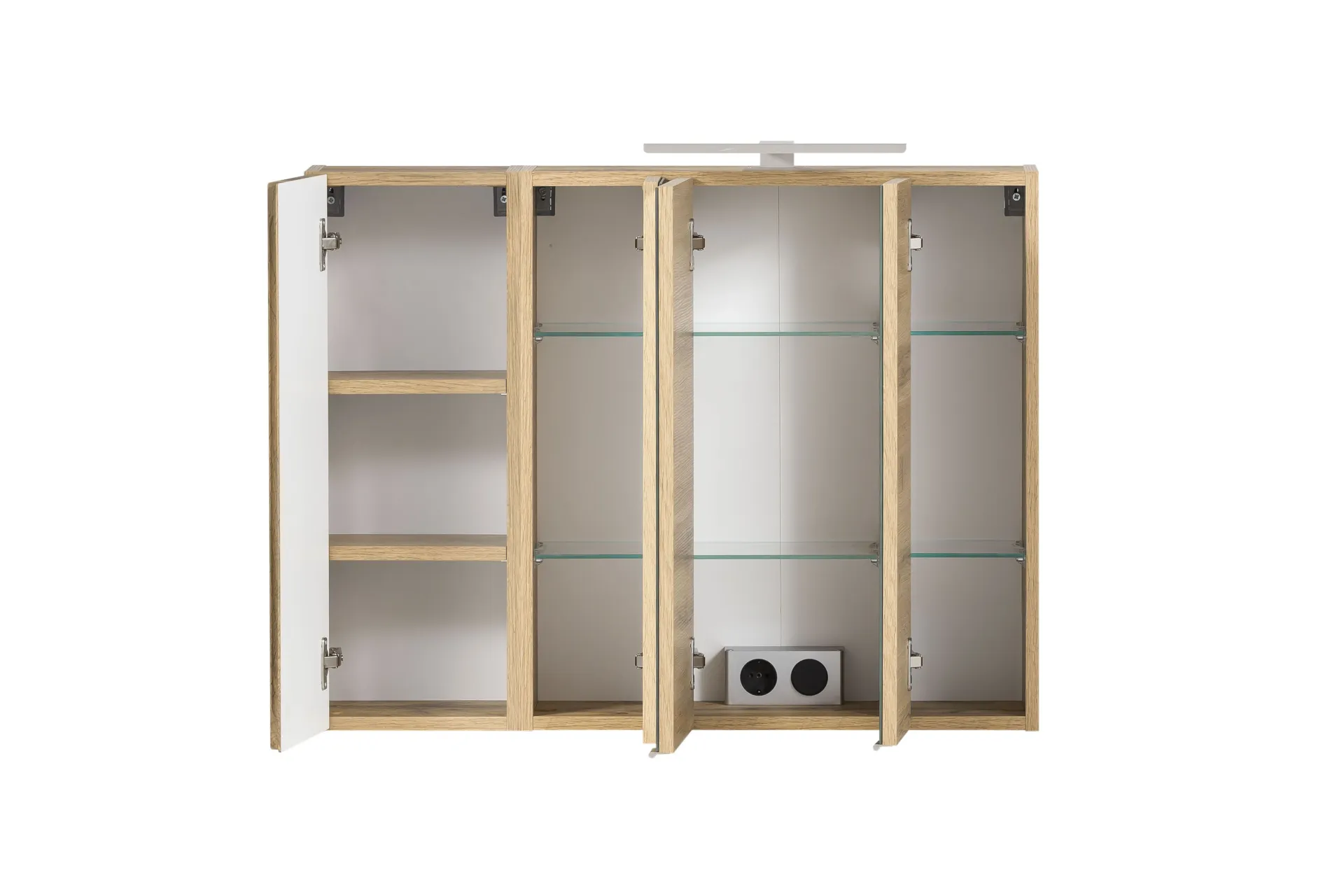 Held Badezimmerset Varese | Waschtisch und Spiegelschrank mit Beleuchtung | Wotan Eiche es Design