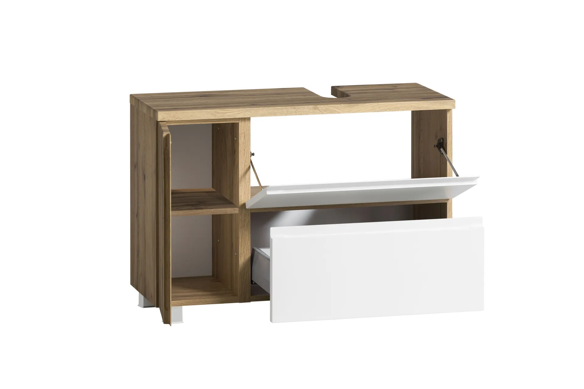 Held Badezimmerset Varese | Waschtisch und Spiegelschrank mit Beleuchtung | Wotan Eiche es Design