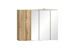 Held Badezimmerset Varese | Waschtisch und Spiegelschrank mit Beleuchtung | Wotan Eiche Beton Design