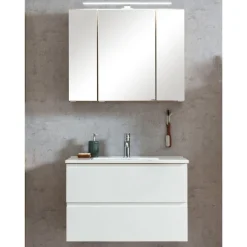 Held Badezimmerset Varese | Waschtisch und Spiegelschrank mit Beleuchtung | Wotan Eiche es Design