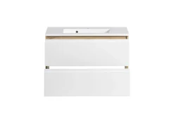 Held Badezimmerset Varese | Waschtisch und Spiegelschrank mit Beleuchtung | Wotan Eiche es Design