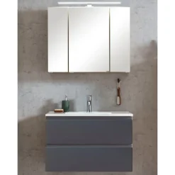 Held Badezimmerset Varese | Waschtisch und Spiegelschrank mit Beleuchtung | Wotan Eiche es Design